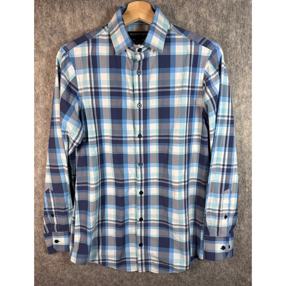NWOT Mizzen+Main Leeward Blue Small Trim Long Sleeve Performance Button Up